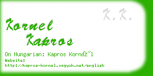 kornel kapros business card